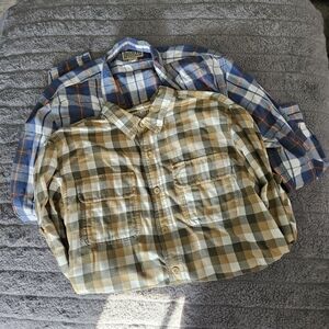 Duluth Trading Co. Blue and Brown Plaid Shirts